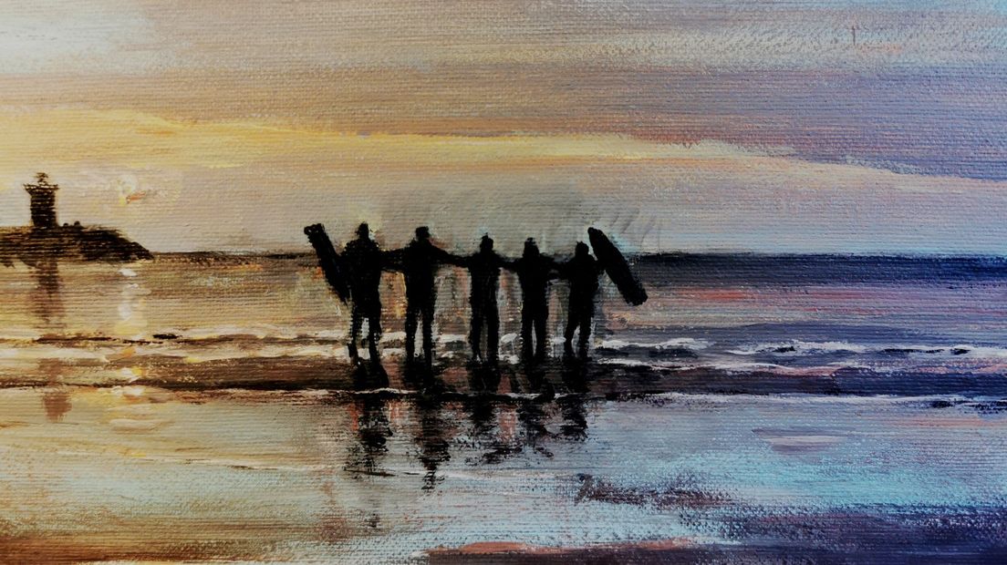 Het schilderij voor de omgekomen surfers
