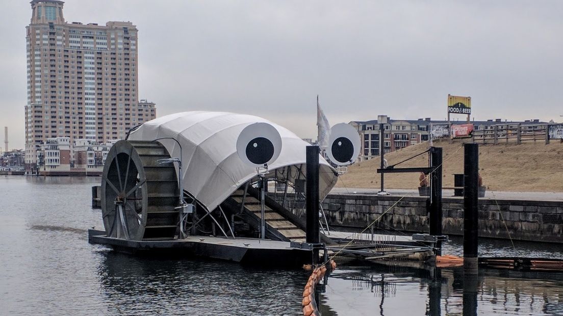 De Mr. Trash Wheel, een plasticvanger in Baltimore.