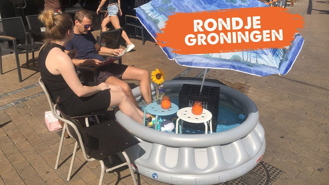 Sommige Stadjers gaan creatief om met het warme weer en het terrassengebrek.