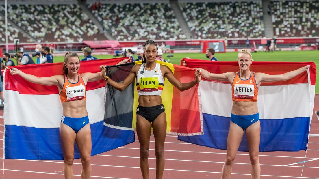 Het podium van de olympische meerkamp