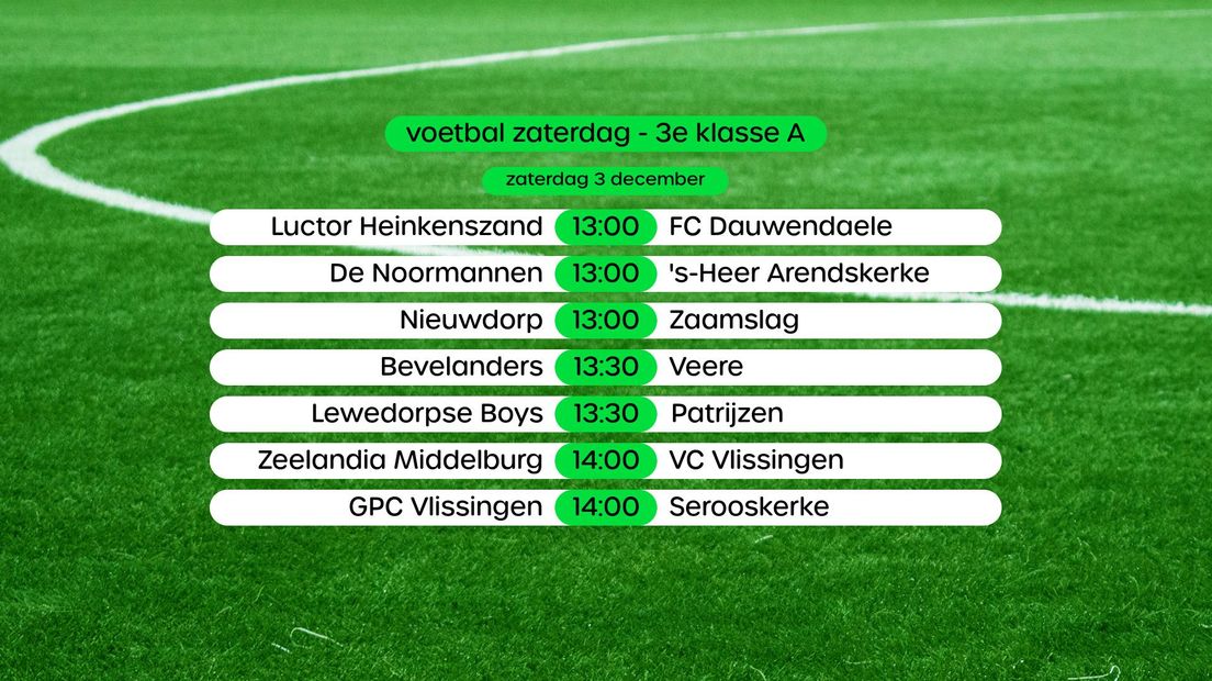 voetbal 3e klasse a programma