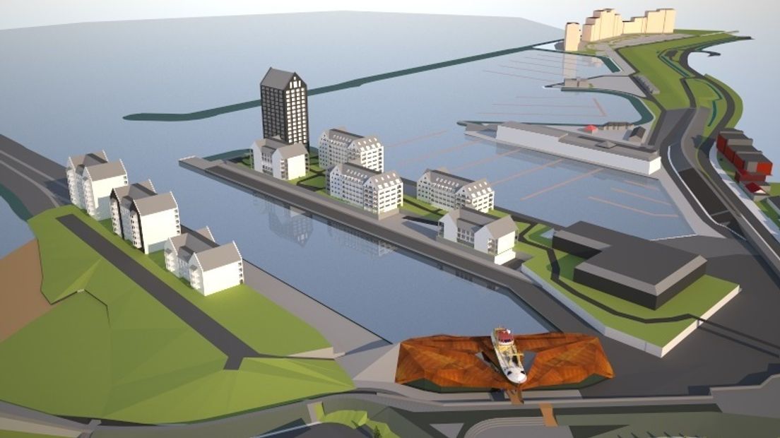 Een 3D-impressie van de nieuwe haven