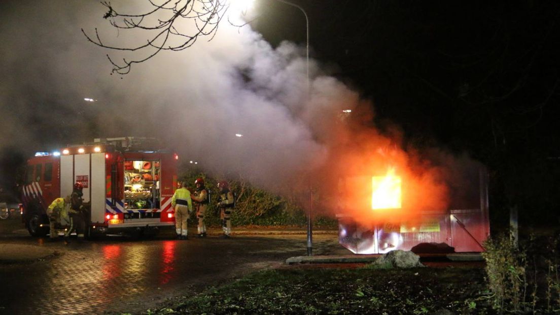 De containerbrand in Veendam