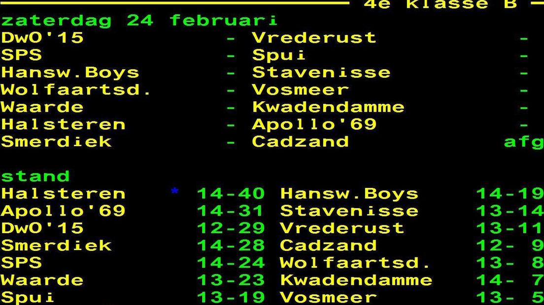Eén afgelasting in de 4e klasse B