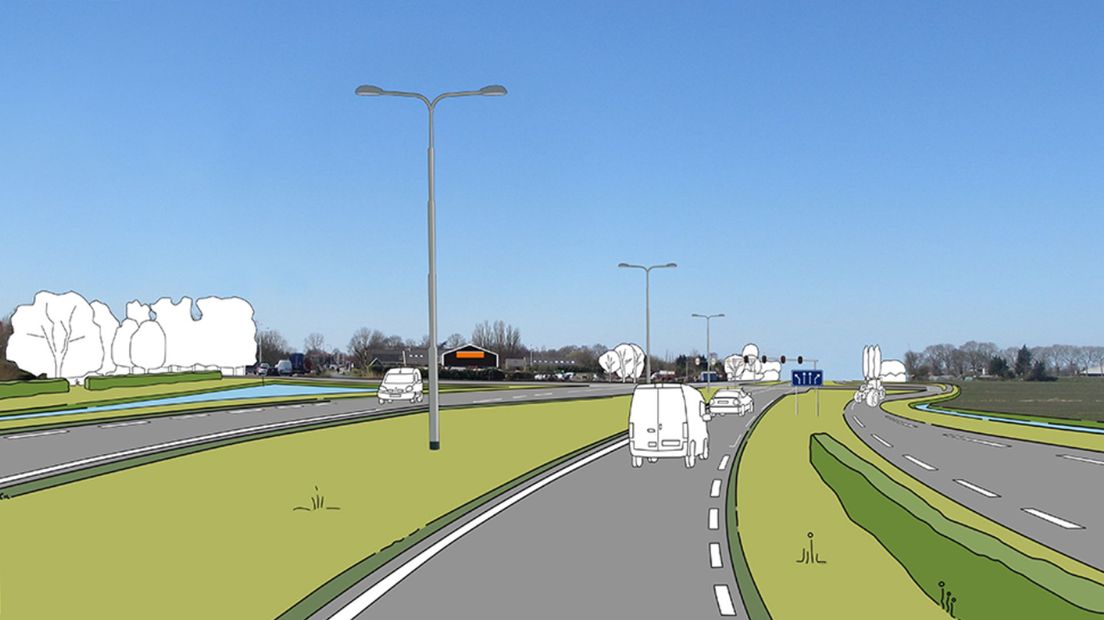 Bij Mijdrecht wordt de bocht uit de N201 gehaald