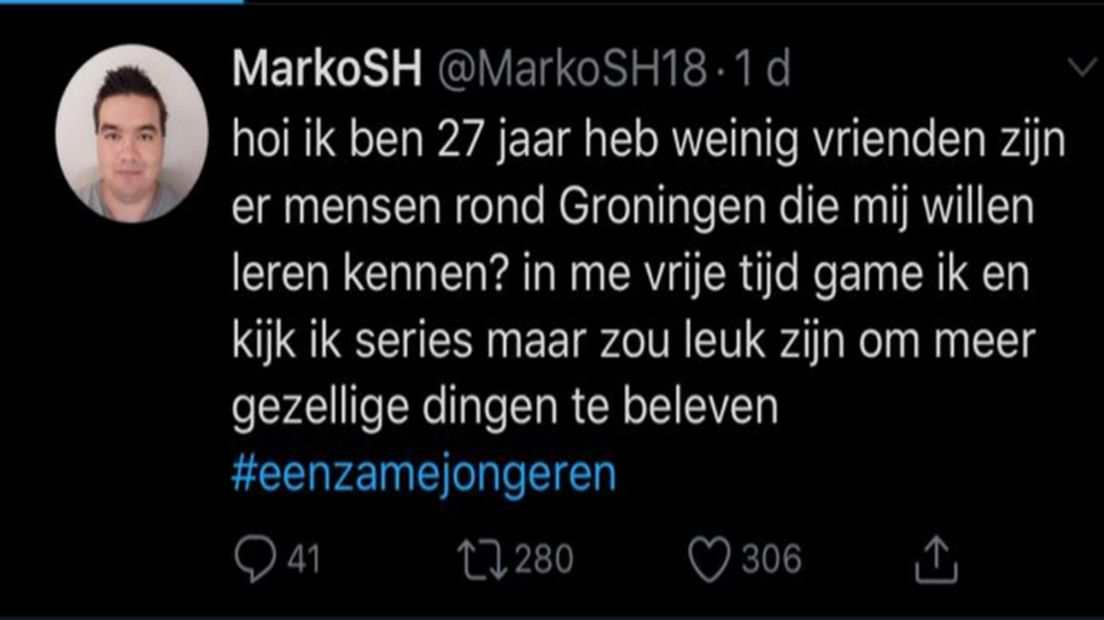 De oproep van Marko op Twitter